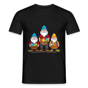 Easter Nordic Gnome Easter Bunny Funny - Men's T-Shirt - black - Front - AI Model Male 178 light (178cm)