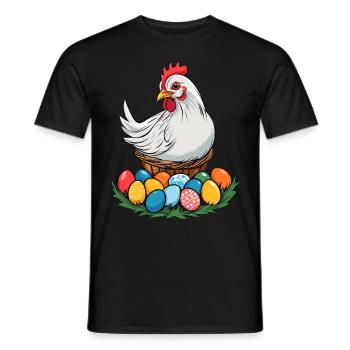 Easter Chicken Cute Funny Colorful Easter Eggs Nest - Men's T-Shirt - black - Front - AI Model Male 178 light (178cm)
