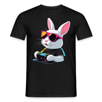 Osterhase Gamer Gaming Streetwear Ikonisches - Männer T-Shirt - Schwarz - Vorne - AI Model Male 178 light (178cm)