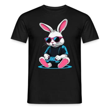 Osterhase Gamer Ikonisches Ostern Gaming - Männer T-Shirt - Schwarz - Vorne - AI Model Male 178 light (178cm)