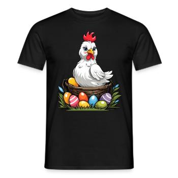 Colorful Chicken Cute Funny Easter Eggs Nest - Men's T-Shirt - black - Front - AI Model Male 178 light (178cm)