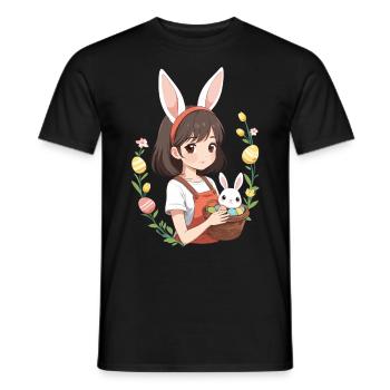 Anime Easter Kawaii Easter Bunny Manga Girl Otaku - Men's T-Shirt - black - Front - AI Model Male 178 light (178cm)