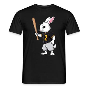 Baseball Player Easter Bunny Streetwear Style - Men's T-Shirt - black - Front - AI Model Male 178 light (178cm)
