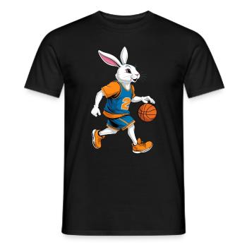 Joueur de basket-ball lapin de Pâques drôle streetwear - T-shirt homme - noir - Devant - AI Model Male 178 light (178cm)