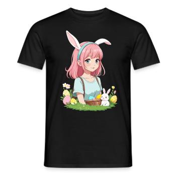 Anime Ostern Kawaii Osterhase Manga Mädchen Otaku - Männer T-Shirt - Schwarz - Vorne - AI Model Male 178 light (178cm)