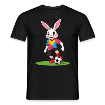 Joueur de football lapin de Pâques et conception de football de Pâques - T-shirt homme - noir - Devant - AI Model Male 178 light (178cm)