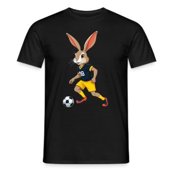 Easter Bunny Soccer Player and Easter Soccer Design - Men's T-Shirt - black - Front - AI Model Male 178 light (178cm)