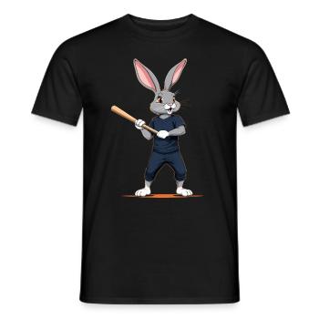 Baseballspieler Osterhase Lustiges Ostern - Männer T-Shirt - Schwarz - Vorne - AI Model Male 178 light (178cm)