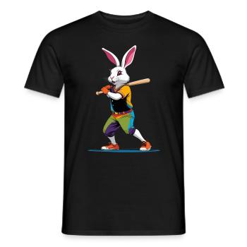 Baseballspieler Osterhase Streetwear Lustiges - Männer T-Shirt - Schwarz - Vorne - AI Model Male 178 light (178cm)