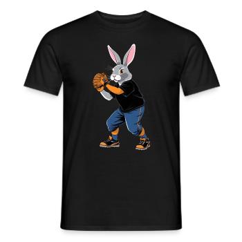 Baseballspieler Osterhase Ostern Baseball - Männer T-Shirt - Schwarz - Vorne - AI Model Male 178 light (178cm)