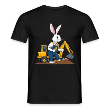 Osterhase Baggerfahrer Ostereier Baggern Lustiges - Männer T-Shirt - Schwarz - Vorne - AI Model Male 178 light (178cm)