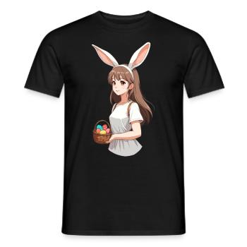 Anime Ostern Kawaii Osterhase Manga Mädchen Otaku - Männer T-Shirt - Schwarz - Vorne - AI Model Male 178 light (178cm)