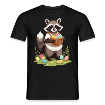 Costume mignon de lapin de Pâques raton laveur drôle - T-shirt homme - noir - Devant - AI Model Male 178 light (178cm)