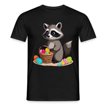 Funny Raccoon Costume Cute Easter Eggs - Men's T-Shirt - black - Front - AI Model Male 178 light (178cm)