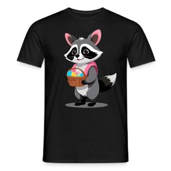 Funny Raccoon Costume Cute Easter Eggs - Men's T-Shirt - black - Front - AI Model Male 178 light (178cm)