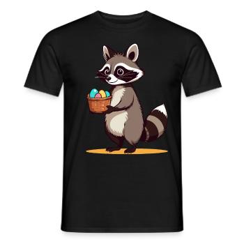 Costume de raton laveur drôle avec conception d’œufs de Pâques - T-shirt homme - noir - Devant - AI Model Male 178 light (178cm)