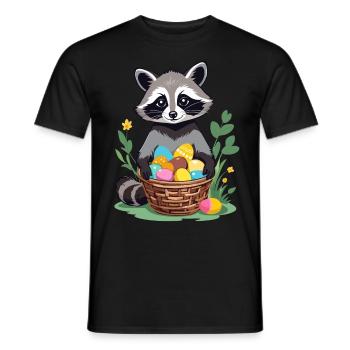 Funny Raccoon Costume Cute Easter Eggs - Men's T-Shirt - black - Front - AI Model Male 178 light (178cm)