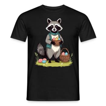 Oeufs de Pâques drôles mignons de costume de raton laveur - T-shirt homme - noir - Devant - AI Model Male 178 light (178cm)