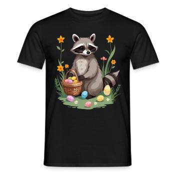 Funny Raccoon Costume Cute Easter Eggs - Men's T-Shirt - black - Front - AI Model Male 178 light (178cm)
