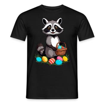 Funny Raccoon Costume Cute Easter Eggs - Men's T-Shirt - black - Front - AI Model Male 178 light (178cm)