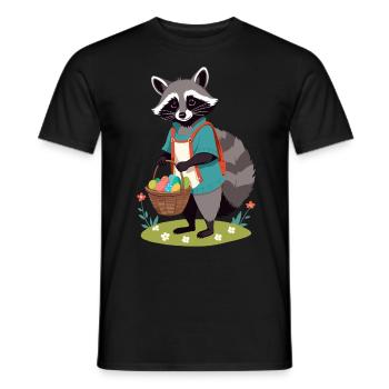 Funny Raccoon Costume Cute Easter Eggs - Men's T-Shirt - black - Front - AI Model Male 178 light (178cm)