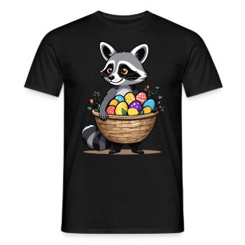 Funny Raccoon Costume Cute Easter Eggs - Men's T-Shirt - black - Front - AI Model Male 178 light (178cm)