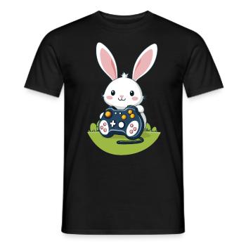 Lapin de Pâques Gamer et Design de streetwear de jeu - T-shirt homme - noir - Devant - AI Model Male 178 light (178cm)