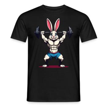 Easter Bunny Body Building Animal Funny Workout - Men's T-Shirt - black - Front - AI Model Male 178 light (178cm)