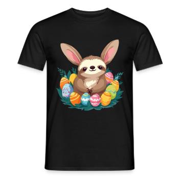 Funny Sloth Easter Bunny Iconic Easter - Men's T-Shirt - black - Front - AI Model Male 178 light (178cm)