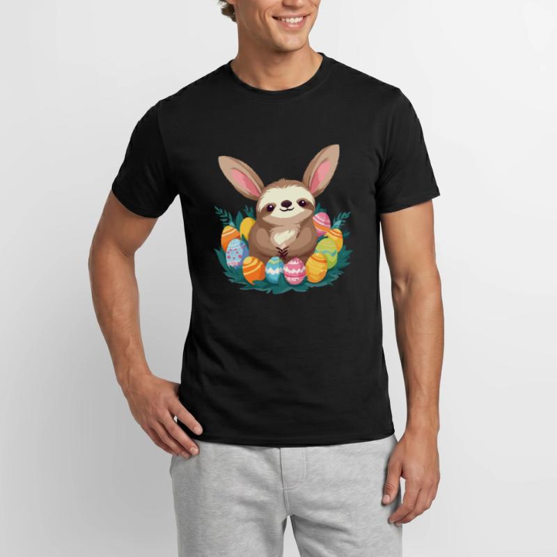 Funny Sloth Easter Bunny Iconic Easter Men’s T-shirt