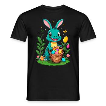 Iconic Easter Dinosaur Dinosaur Easter Bunny - Men's T-Shirt - black - Front - AI Model Male 178 light (178cm)