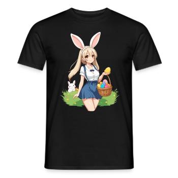 Anime Ostern Kawaii Osterhase Manga Mädchen Otaku - Männer T-Shirt - Schwarz - Vorne - AI Model Male 178 light (178cm)