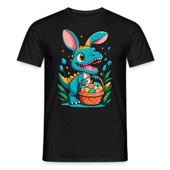 Iconic Easter Dinosaur Dinosaur Easter Bunny - Men's T-Shirt - black - Front - AI Model Male 178 light (178cm)