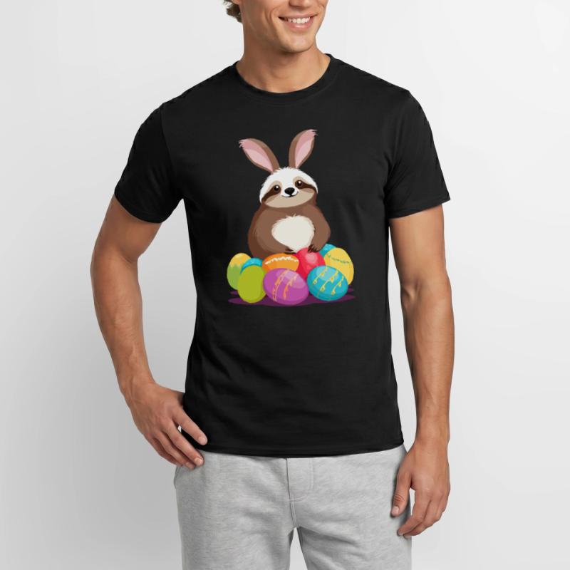 Funny Sloth Easter Bunny Iconic Easter Men’s T-shirt