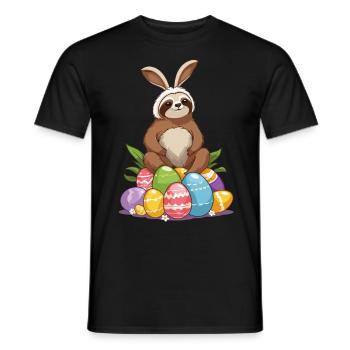 Drôle de paresseux lapin de Pâques emblématique Pâques - T-shirt homme - noir - Devant - AI Model Male 178 light (178cm)