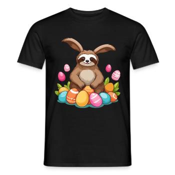 Drôle de paresseux lapin de Pâques emblématique Pâques - T-shirt homme - noir - Devant - AI Model Male 178 light (178cm)