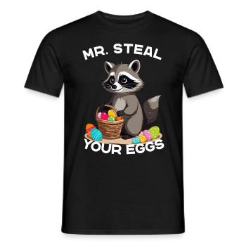 Lustiges Waschbären Eier Dieb Ostern Spruch - Männer T-Shirt - Schwarz - Vorne - AI Model Male 178 light (178cm)