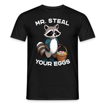 Lustiger Eier Dieb Waschbär Osterhasen Design - Männer T-Shirt - Schwarz - Vorne - AI Model Male 178 light (178cm)