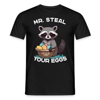 Lustiges Waschbären Eier Dieb Ostern Spruch - Männer T-Shirt - Schwarz - Vorne - AI Model Male 178 light (178cm)