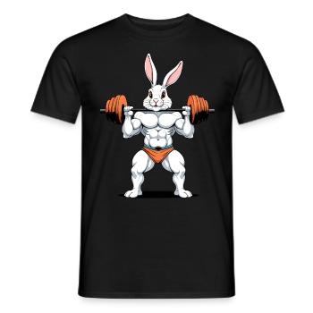 Easter Bunny Body Building Animal Funny Workout - Men's T-Shirt - black - Front - AI Model Male 178 light (178cm)
