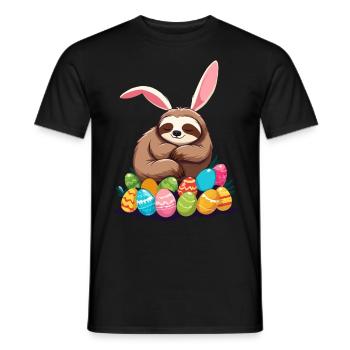 Funny Sloth Easter Bunny Iconic Easter - Men's T-Shirt - black - Front - AI Model Male 178 light (178cm)