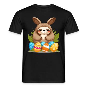 Lustiges Faultier Osterhase Ikonisches Ostern - Männer T-Shirt - Schwarz - Vorne - AI Model Male 178 light (178cm)