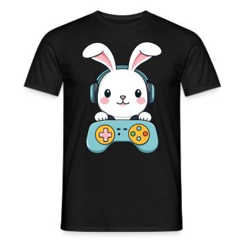 Easter Bunny Gamer Iconic Easter Gaming - Men's T-Shirt - black - Front - AI Model Male 178 light (178cm)
