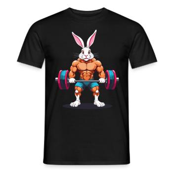Easter Bunny Body Building Animal Funny Workout - Men's T-Shirt - black - Front - AI Model Male 178 light (178cm)