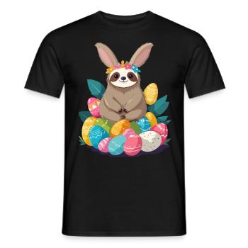 Funny Sloth Easter Bunny Iconic Easter - Men's T-Shirt - black - Front - AI Model Male 178 light (178cm)
