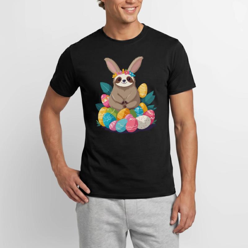 Funny Sloth Easter Bunny Iconic Easter Men’s T-shirt