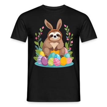 Funny Sloth Easter Bunny Iconic Easter - Men's T-Shirt - black - Front - AI Model Male 178 light (178cm)