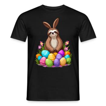 Lustiges Faultier Osterhase Süßes Osterdesign - Männer T-Shirt - Schwarz - Vorne - AI Model Male 178 light (178cm)