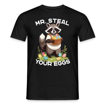 Lustiges Waschbären Eier Dieb Ostern Spruch - Männer T-Shirt - Schwarz - Vorne - AI Model Male 178 light (178cm)