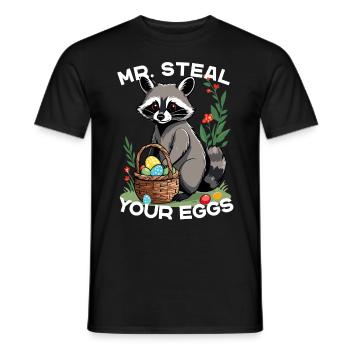 Lustiger Eier Dieb Waschbären Osterhasen Design - Männer T-Shirt - Schwarz - Vorne - AI Model Male 178 light (178cm)